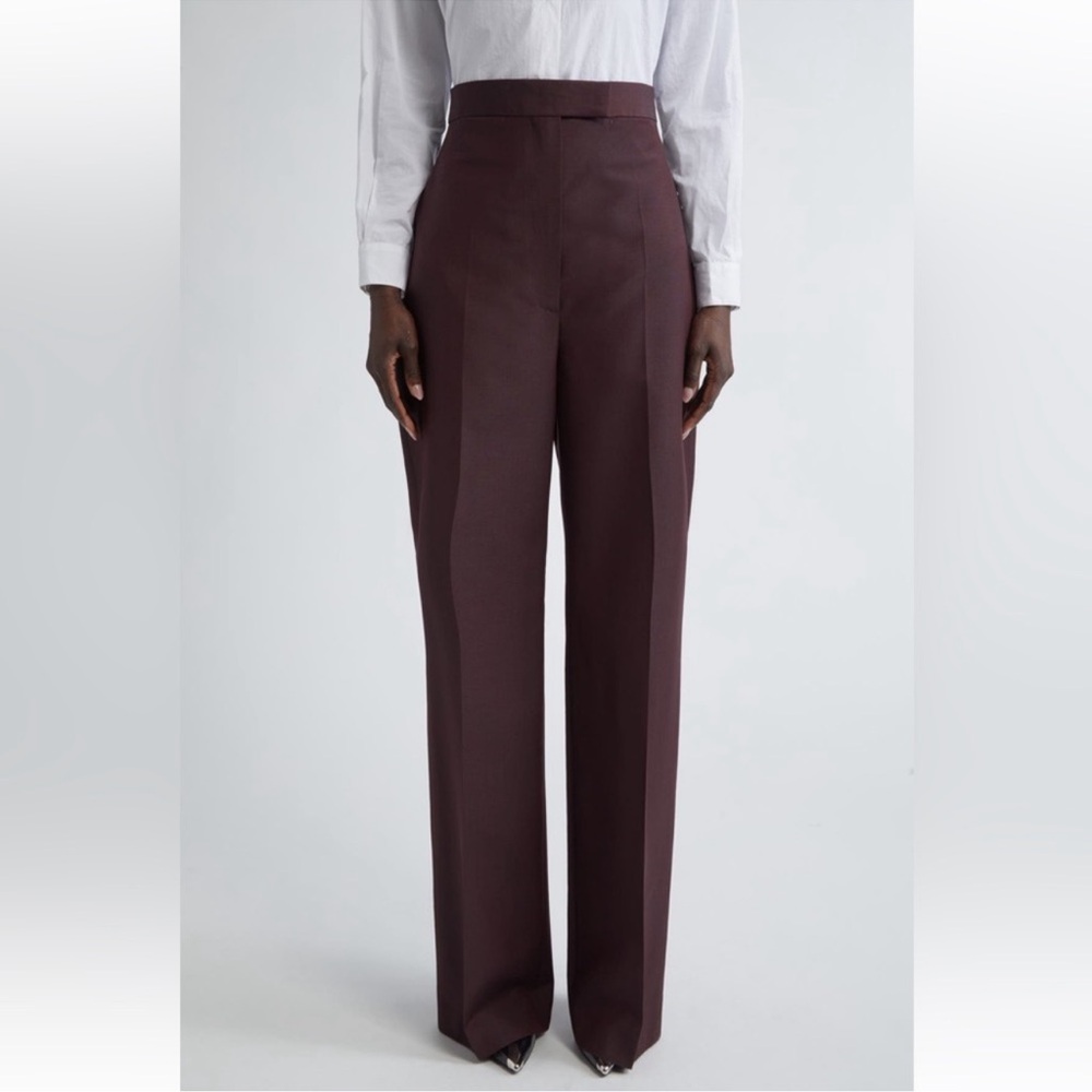 Alexander McQueen Creased Wool Trousers Dark Burgundy 0 NWT